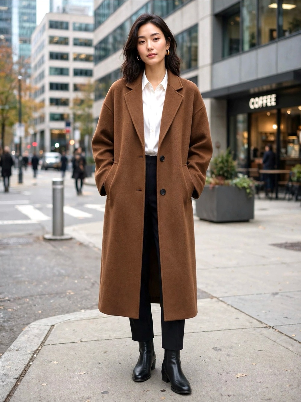 Mango Oversized Handmade Wool Blend Coat – Tobacco Brown (Size XS/S)
